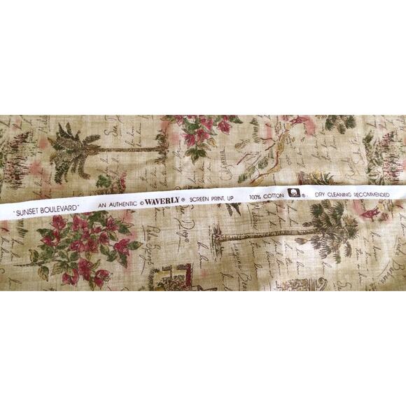 Retired Waverly Sunset Boulevard Fabric 1.8 + Yards CA Landmarks Tea Stained Tan - Picture 9 of 10